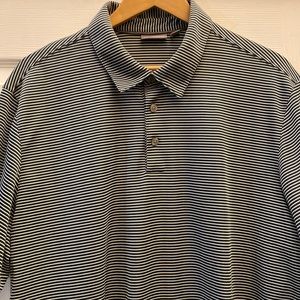 Ashworth Navy, Green & White Striped Golf Polo Shirt XL